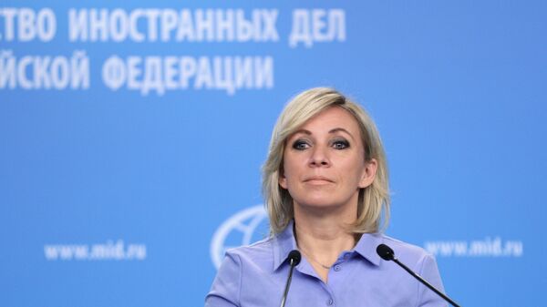 Официальный представитель Министерства иностранных дел РФ Мария Захарова во время брифинга в Москве