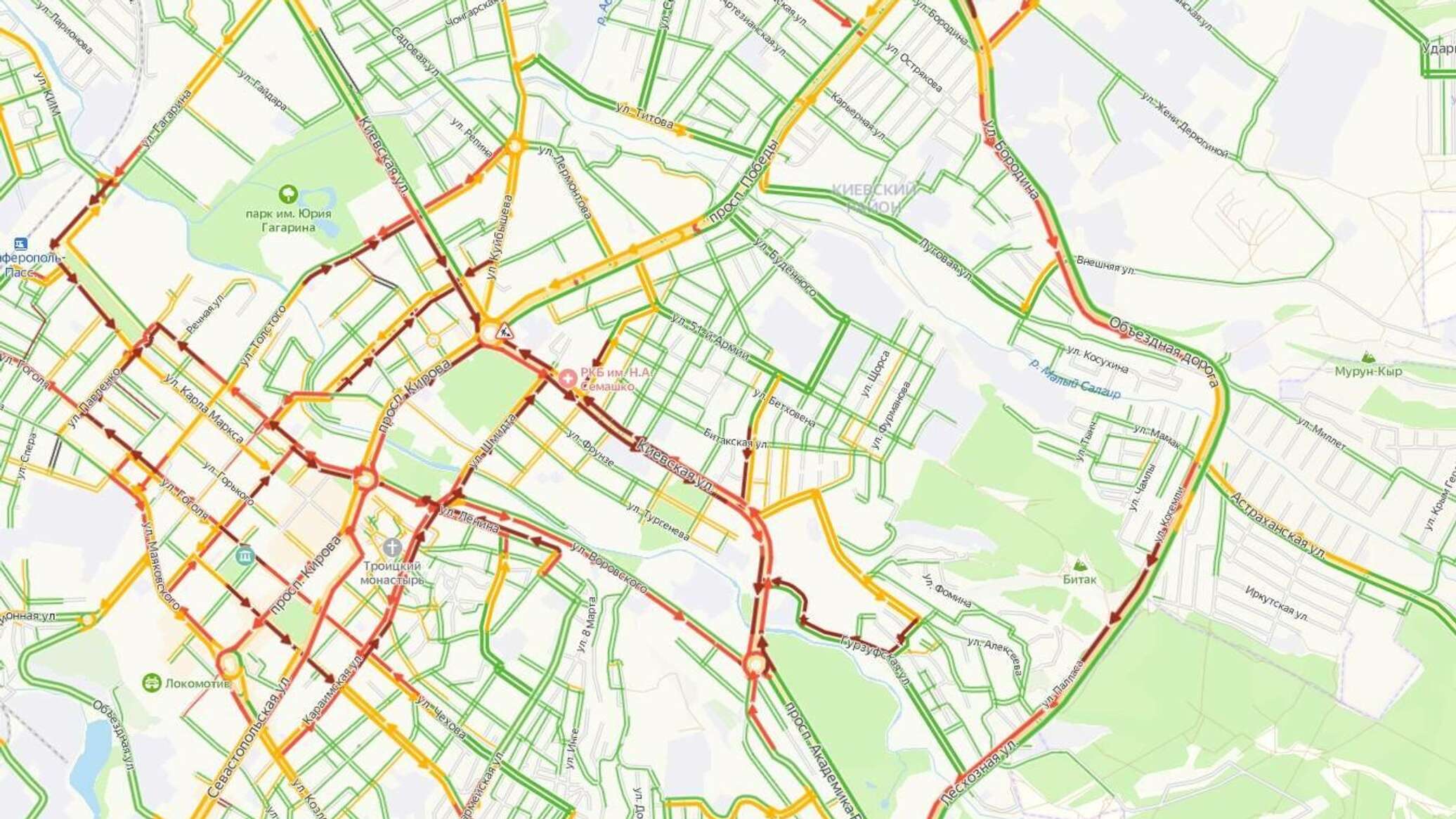 Пробки в симферополе сейчас карта