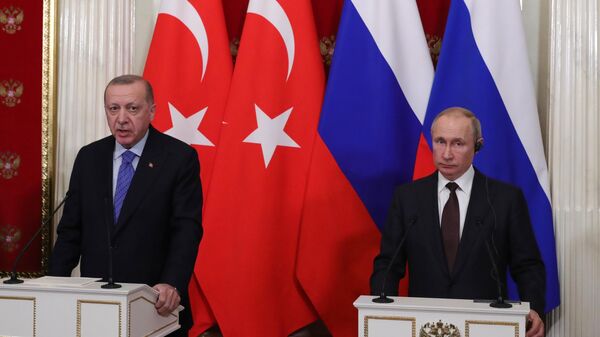 Президент РФ В. Путин встретился с президентом Турции Р. Эрдоганом. 5 марта 2020