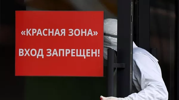 Медицинский сотрудник заходит в красную зону Республиканской клинической инфекционной больницы в Казани