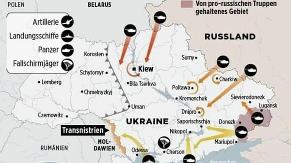 Карта нападения России на Украину, опубликованная в немецком издании Bild