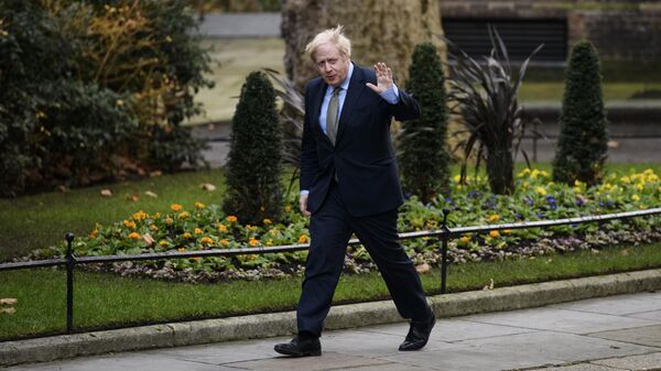 Премьер-министр Борис Джонсон идет по Даунинг-стрит
