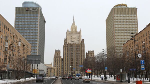 Здание Министерства иностранных дел РФ на Смоленской площади в Москве.