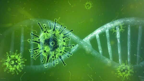 Молекула коронавируса и ДНК