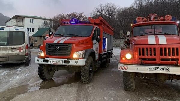 Тушение пожара в двухэтажном жилом доме в селе Лучистое под Алуштой