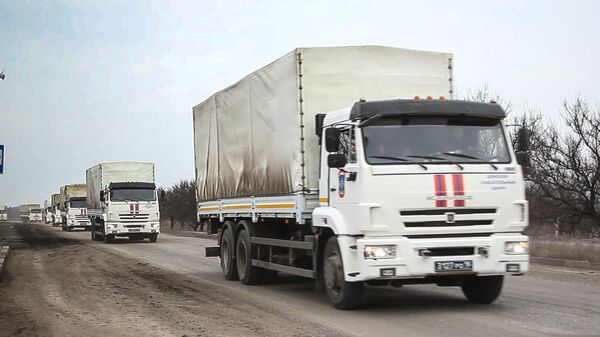 Более 430 тонн гуманитарной помощи доставлено российскими спасателями жителям Донбасса и Украины