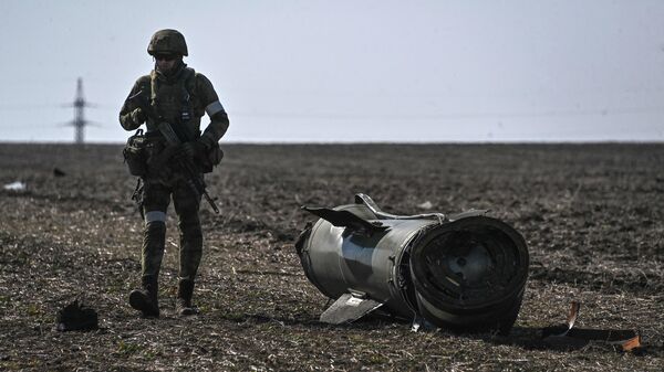 Сбитая баллистическая ракета Точка-У в Запорожской области