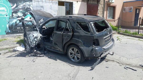 Автомобиль, пострадавший в результате теракта в Мелитополе 30-го мая