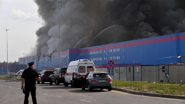 Тушение пожара на складе OZON в Истринском районе Подмосковья.