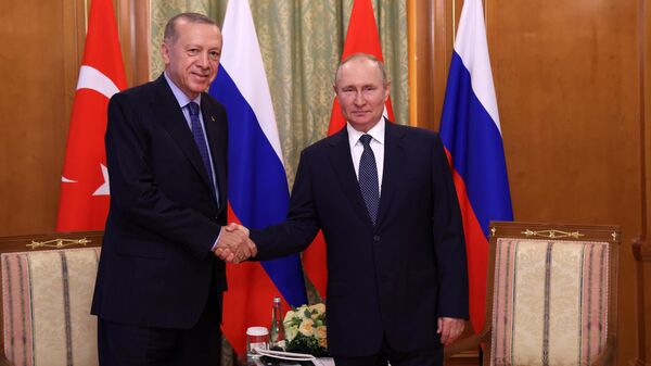 Президент РФ В. Путин и президент Турции Р. Эрдоган