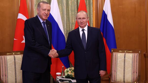 Президент РФ В. Путин и президент Турции Р. Эрдоган