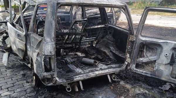 
Взорванный автомобиль коменданта Бердянска