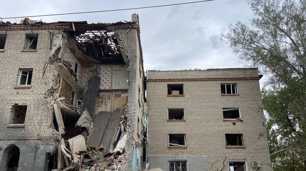Дом в Новой Каховке после ракетного удара ВСУ