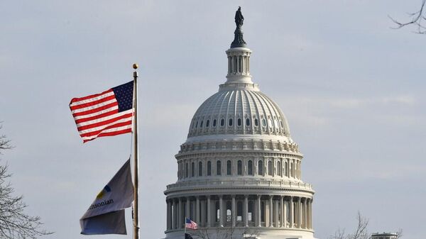 Флаг США развевается перед Капитолием США в Вашингтоне, округ Колумбия, 14 января 2022 года. (Фото MANDEL NGAN / AFP)