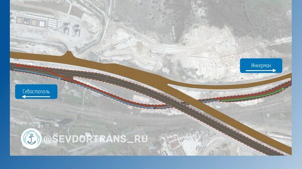 Схема временного изменения движения транспорта на трассе Таврида в Севастополе
