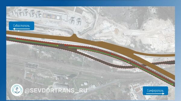 Схема временного изменения движения транспорта на трассе Таврида в Севастополе