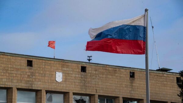 Флаг России в Васильевке Запорожской области