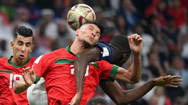 Матч сборных Франции и Марокко во время полуфинального футбольного матча ЧМ-2022