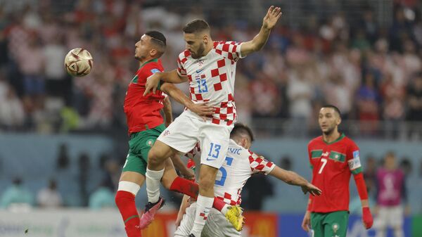 Матч между сборными Хорватии и Марокко на Чемпионате мира по футболу 2022