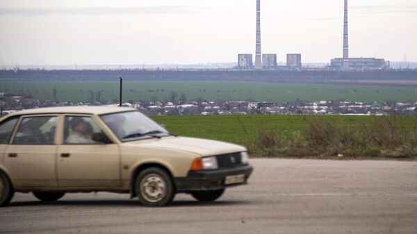 Вид на Запорожскую атомную электростанцию в Энергодаре