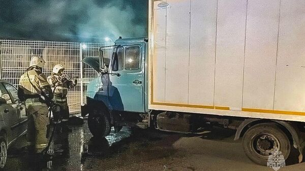 К крымском поселке Красногвардейское  горел грузовик