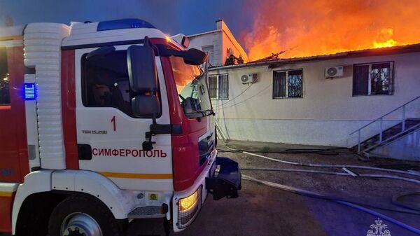 Пожар на складе в Симферополе