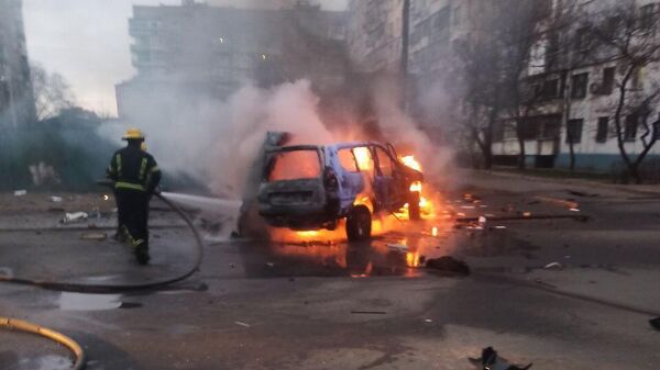 Взрыв машины в Мелитополе