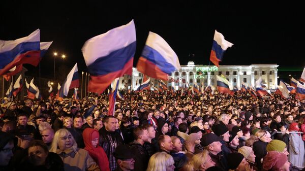 В центре Симферополя после голосования на референдуме о статусе Крыма