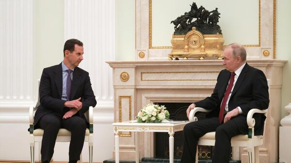  Президент РФ Владимир Путин и президент Сирии Башар Асад во время встречи
