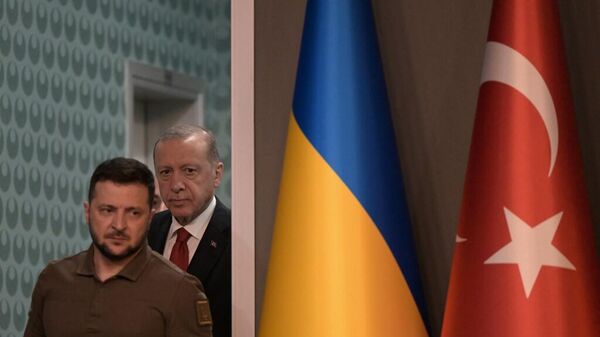 Президент Турции Реджеп Тайип Эрдоган (справа) и президент Украины Владимир Зеленский