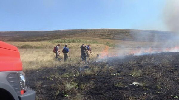 Специалисты МЧС ликвидируют возгорание сухой растительности в Крыму