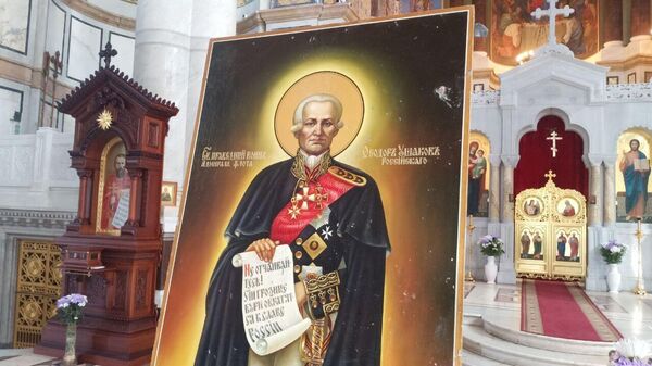 В Севастополе прошел молебен перед чудом уцелевшей в штабе ЧФ иконой Ушакова 