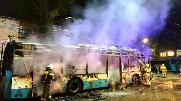 Пожар в троллейбусном парке Симферополя