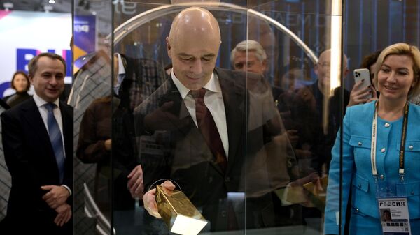 Антон Силуанов, министр финансов РФ на торжественной церемонии открытия стенда Минфина на выставке Россия