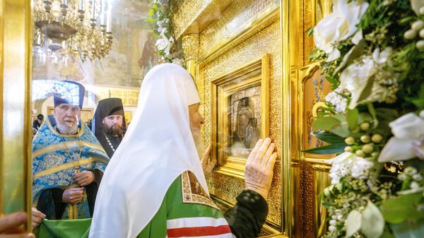 Патриарх Кирилл представил икону Казанской Божией Матери в Кремле