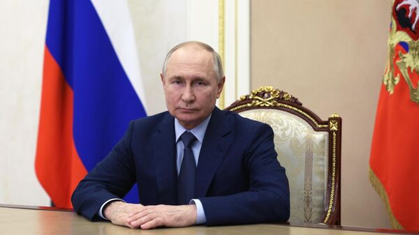 Видеообращение президента РФ В. Путина к участникам встречи секретарей советов безопасности СНГ