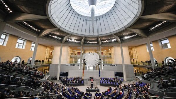 Зал пленарных заседаний Бундестага в Берлине. 