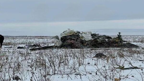 Место крушения самолета Ил-76 в Белгородской области. Фото из соцсетей