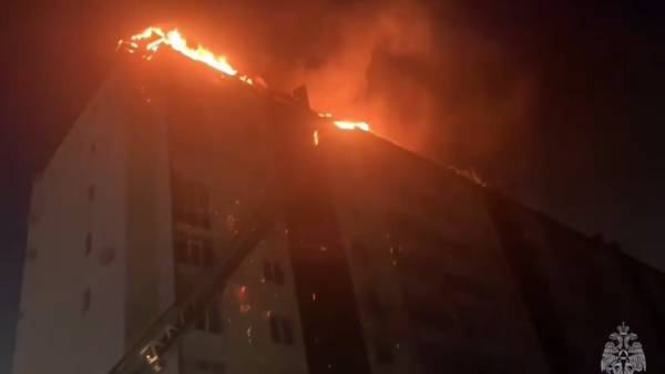 Пожар в 11-этажном жилом доме в Анапе