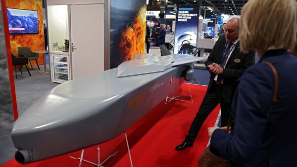 Направляющая ракета наземной мишени KEPD 350 производства шведско-немецкой компании Taurus на Международной выставке обороны и безопасности в Мадриде