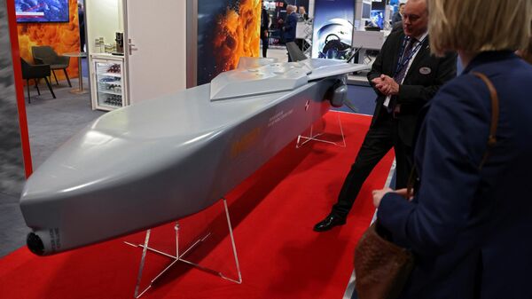 Направляющая ракета наземной мишени KEPD 350 производства шведско-немецкой компании Taurus на Международной выставке обороны и безопасности в Мадриде