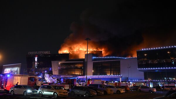Возгорание в концертном зале Крокус Сити Холл, где произошла стрельба