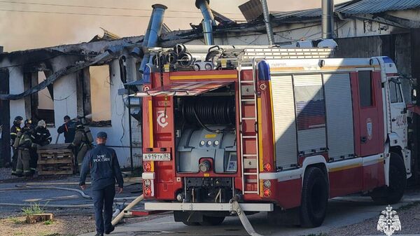 Пожар на складе в Белоглинке под Симферополем
