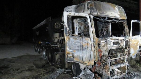 В Саках сгорел грузовой автомобиль