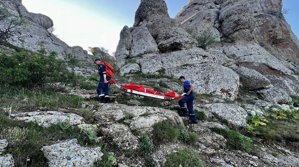 Спасатели Алуштинского АСО ГКУ РК КРЫМ-СПАС оказали помощь женщине, травмировавшейся в районе вершины горы Южная Демерджи