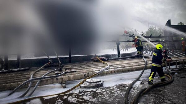 Пожар под Киевом на промышленном объекте