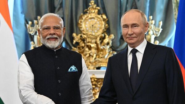Президент РФ Владимир Путин и премьер-министр Индии Нарендра Моди