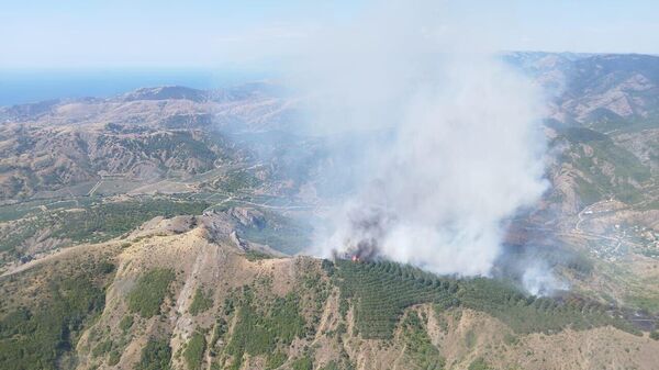 Пожар в горах возле Судака