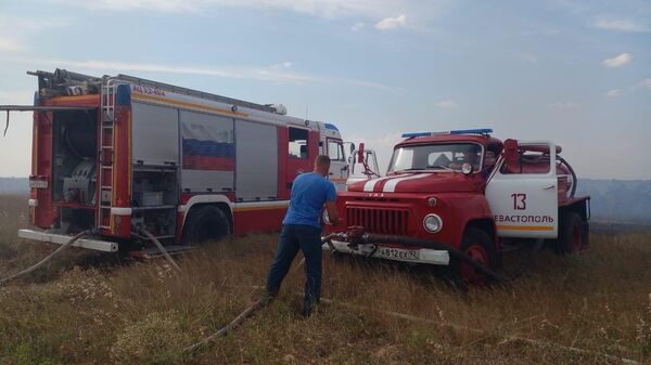 Пожар в балке между Любимовкой и Мекензиевыми горами