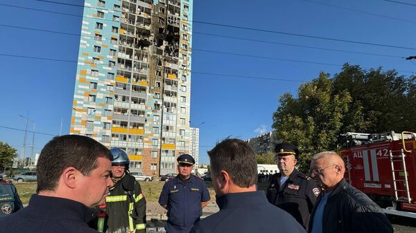 Последствия атаки дрона ВСУ на многоэтажку в Подмосковье